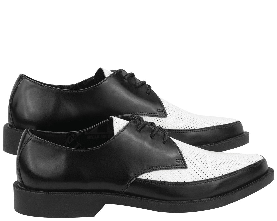 T.U.K Black and White Perf Pointed Jam Shoe