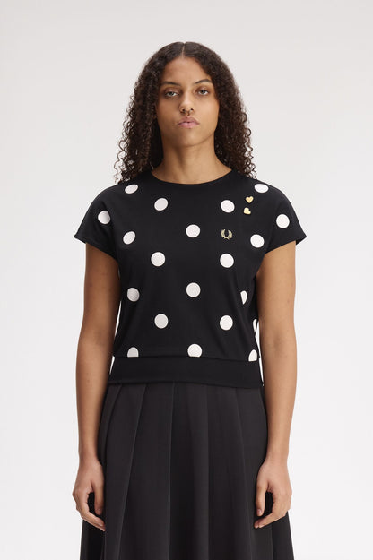 Amy Winehouse Flocked Polka Dot Top