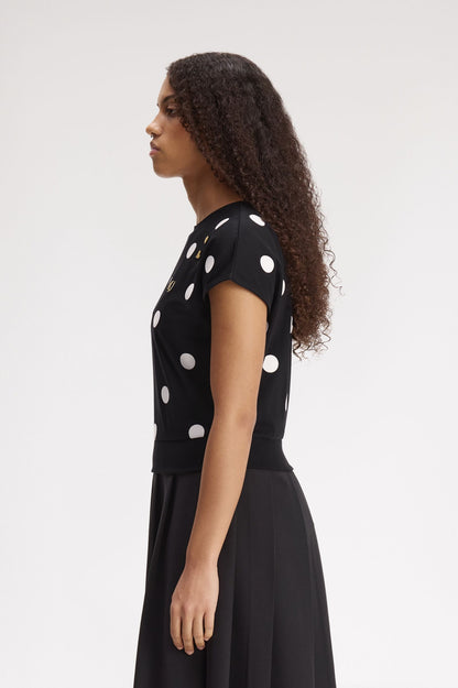 Amy Winehouse Flocked Polka Dot Top