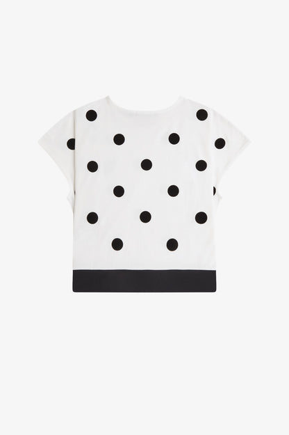 Amy Winehouse Flocked Polka Dot Top White