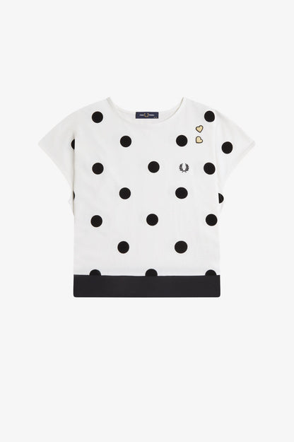 Amy Winehouse Flocked Polka Dot Top White