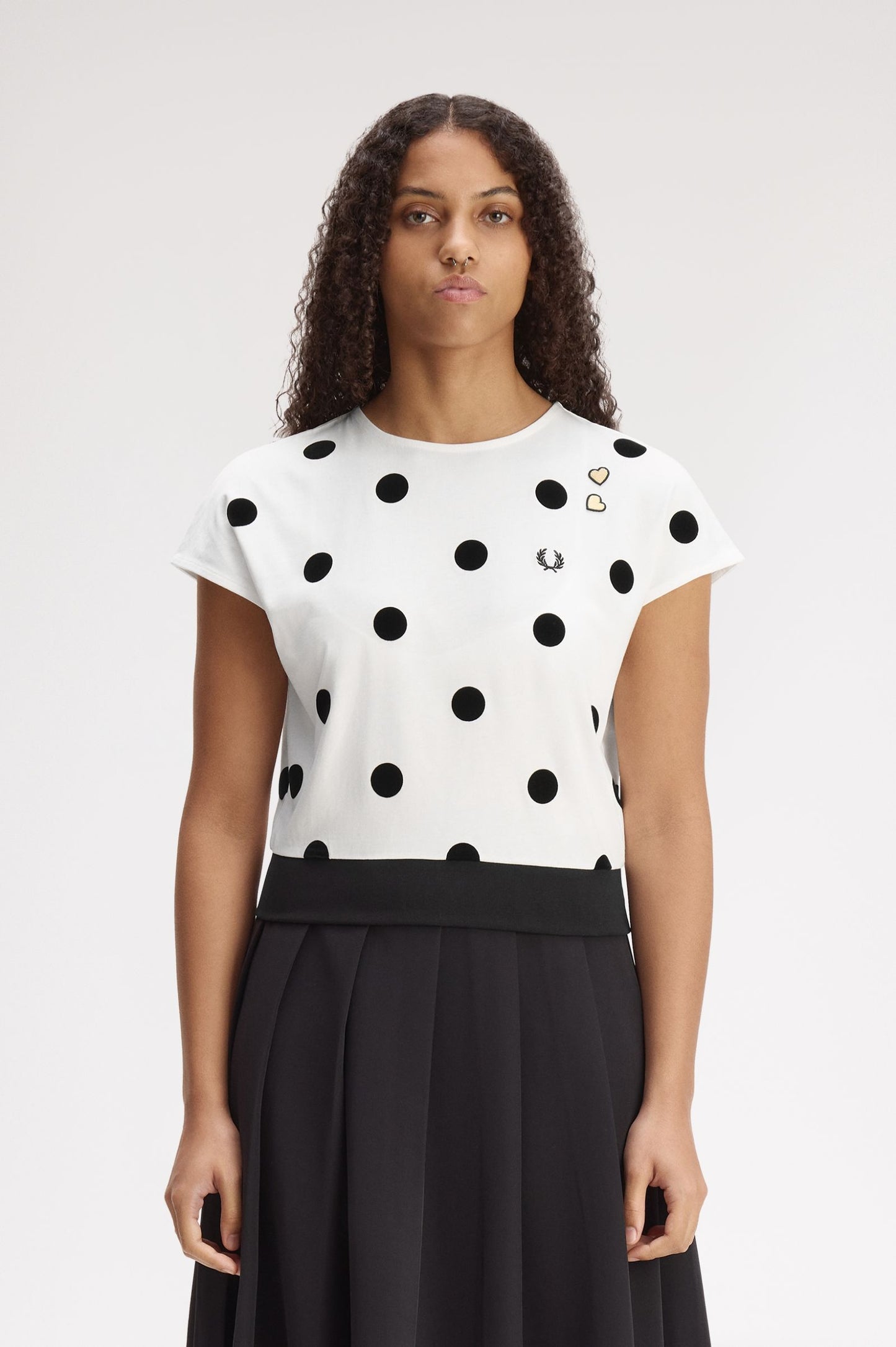 Amy Winehouse Flocked Polka Dot Top White