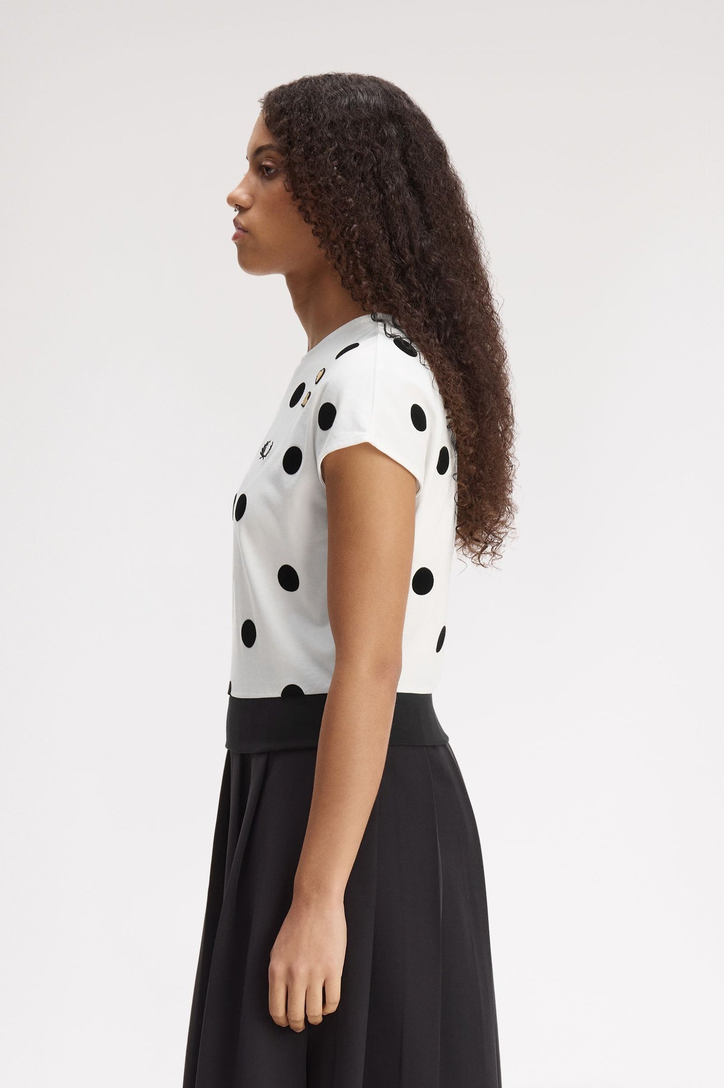 Amy Winehouse Flocked Polka Dot Top White