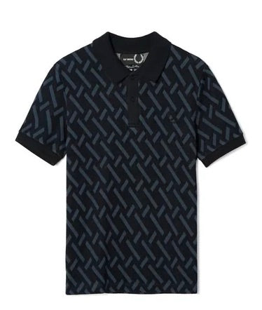 Raf Simons Abstract Jacquard  Pique Shirt Navy