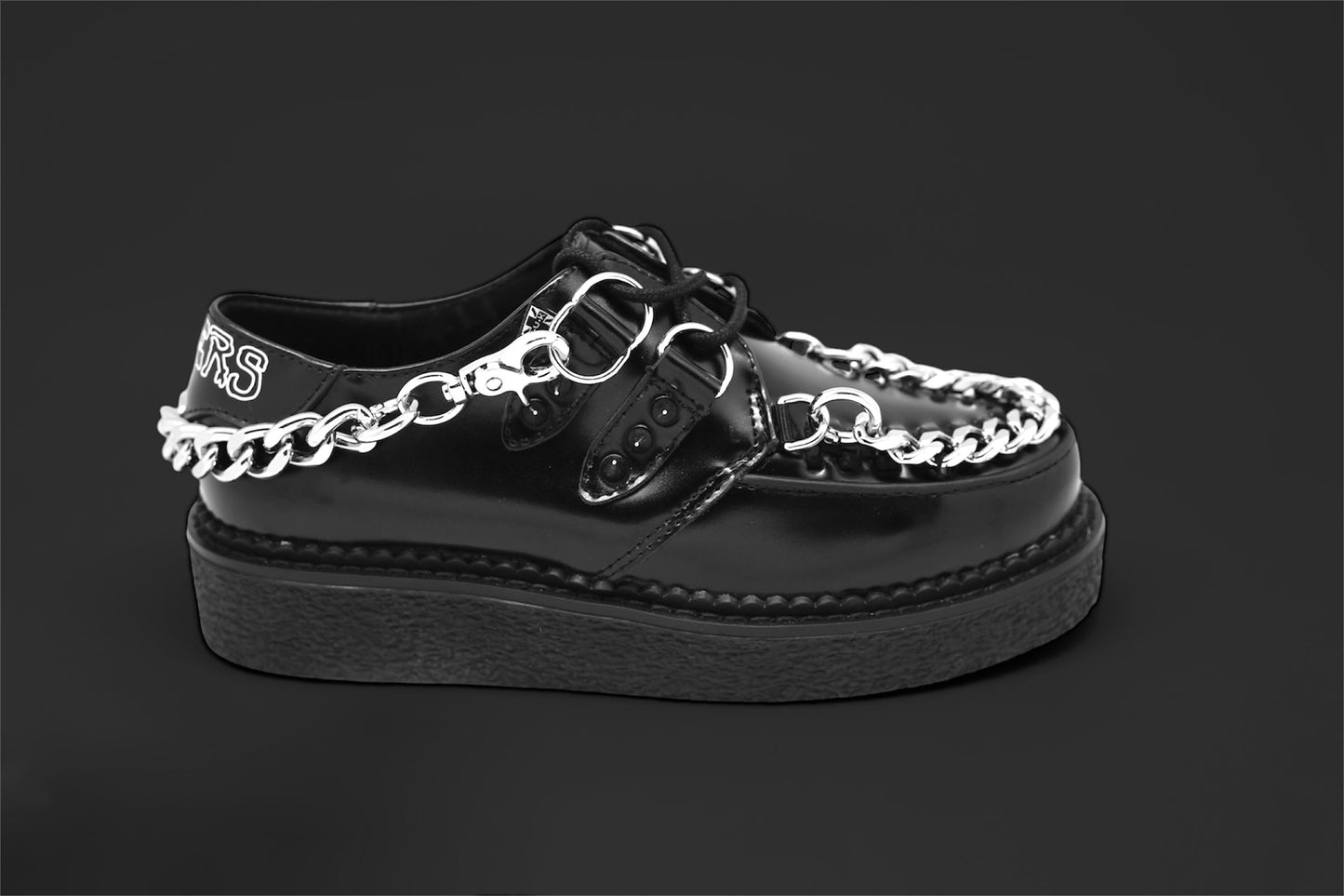 T.U.K x Posers Hollywood Black Leather Double Chain Spike Collab