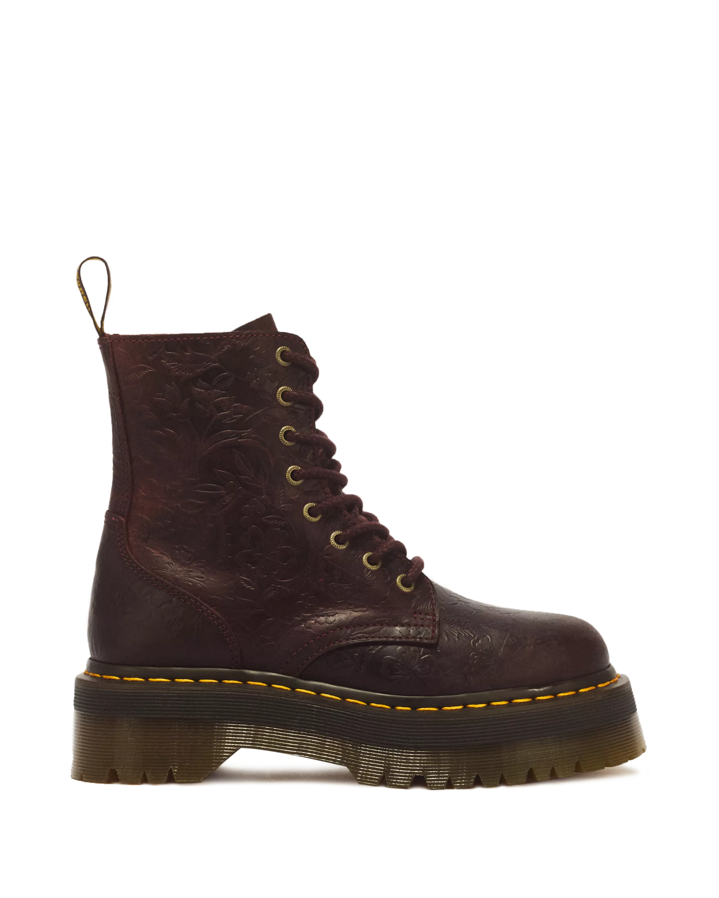 Jadon Floral Emboss 8 Eye Crazy Horse Leather Platform Boots