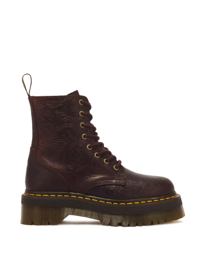 Jadon Floral Emboss 8 Eye Crazy Horse Leather Platform Boots