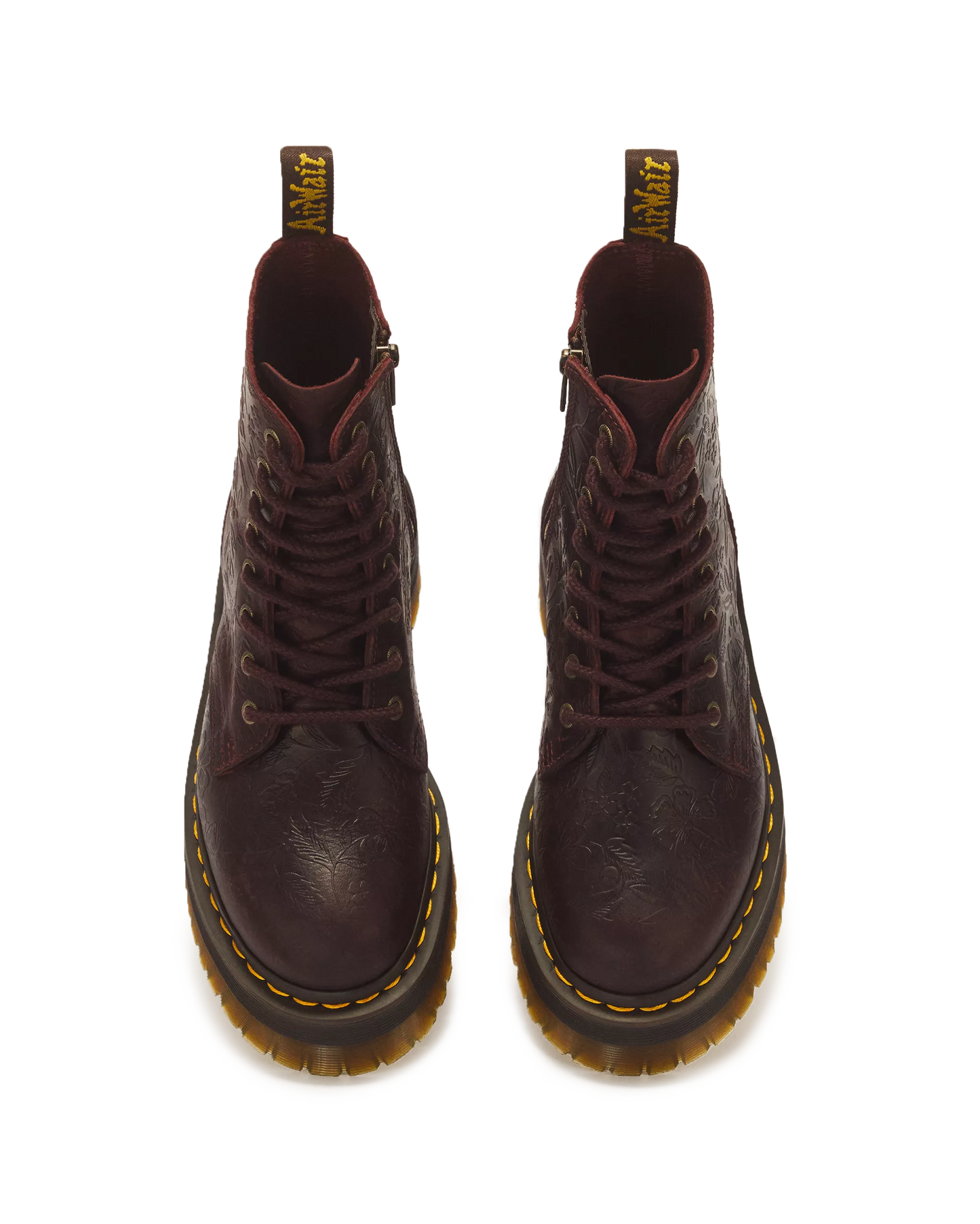 Jadon Floral Emboss 8 Eye Crazy Horse Leather Platform Boots