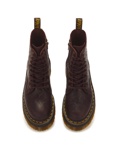Jadon Floral Emboss 8 Eye Crazy Horse Leather Platform Boots