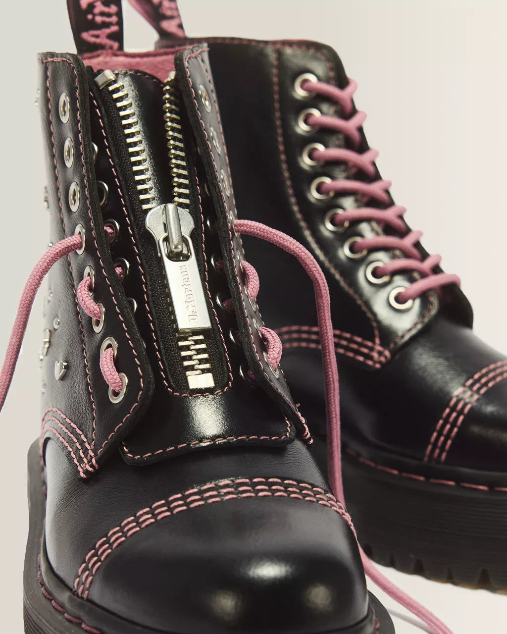 Sinclair Hearts & Stars 8 Eye Milled Gloss Leather Platform Boots