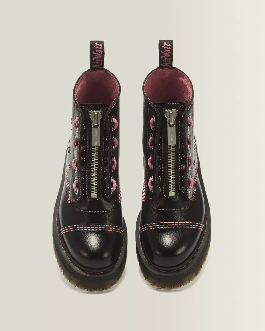 Sinclair Hearts & Stars 8 Eye Milled Gloss Leather Platform Boots