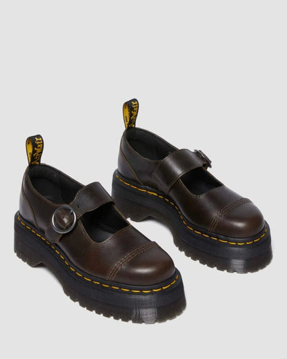 Addina Dark Taupe Orleans Leather Platform Shoe