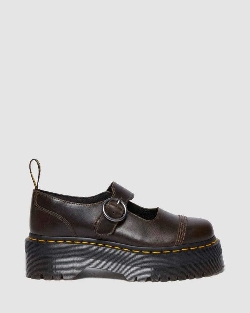 Addina Dark Taupe Orleans Leather Platform Shoe