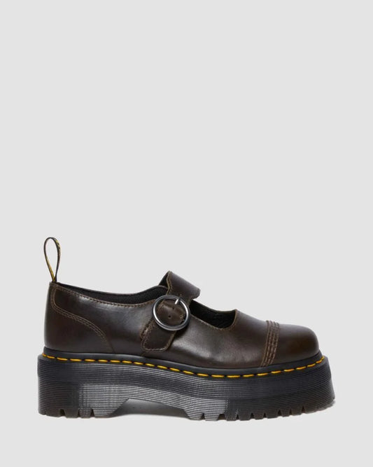 Addina Dark Taupe Orleans Leather Platform Shoe