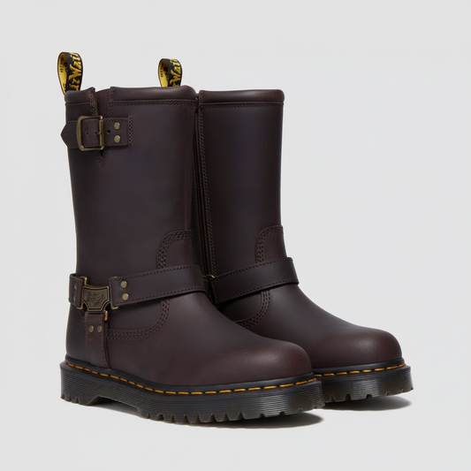 Anistone Hi Dark Brown Leather Biker Boots
