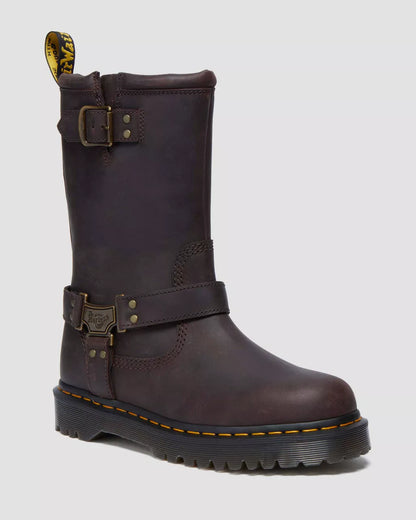 Anistone Hi Dark Brown Leather Biker Boots
