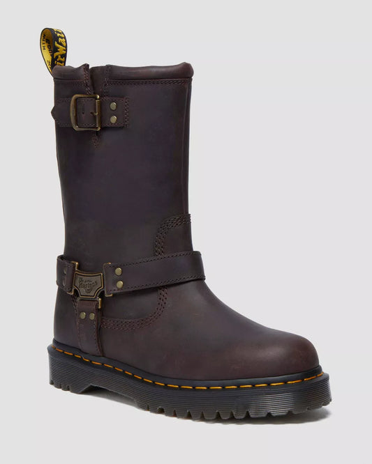 Anistone Hi Dark Brown Leather Biker Boots