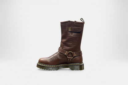 Dr. Martens Anistone Hi Dark Brown Reptile Emboss Boots