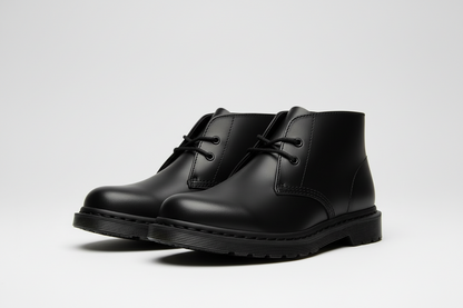 Manton Black Noir Lisse Bottine 2 Œillets