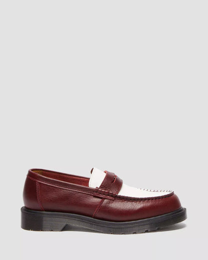 Burgundy leather loafer shoe on a white background