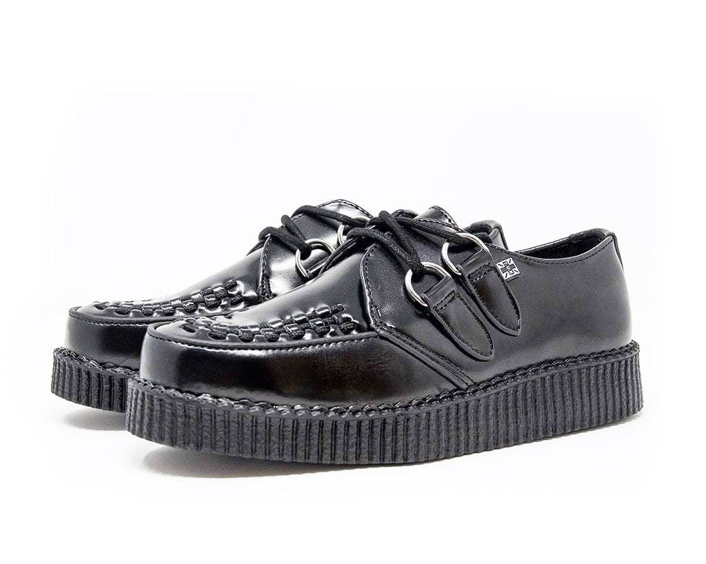 T.U.K Black Leather Viva II Low Creeper