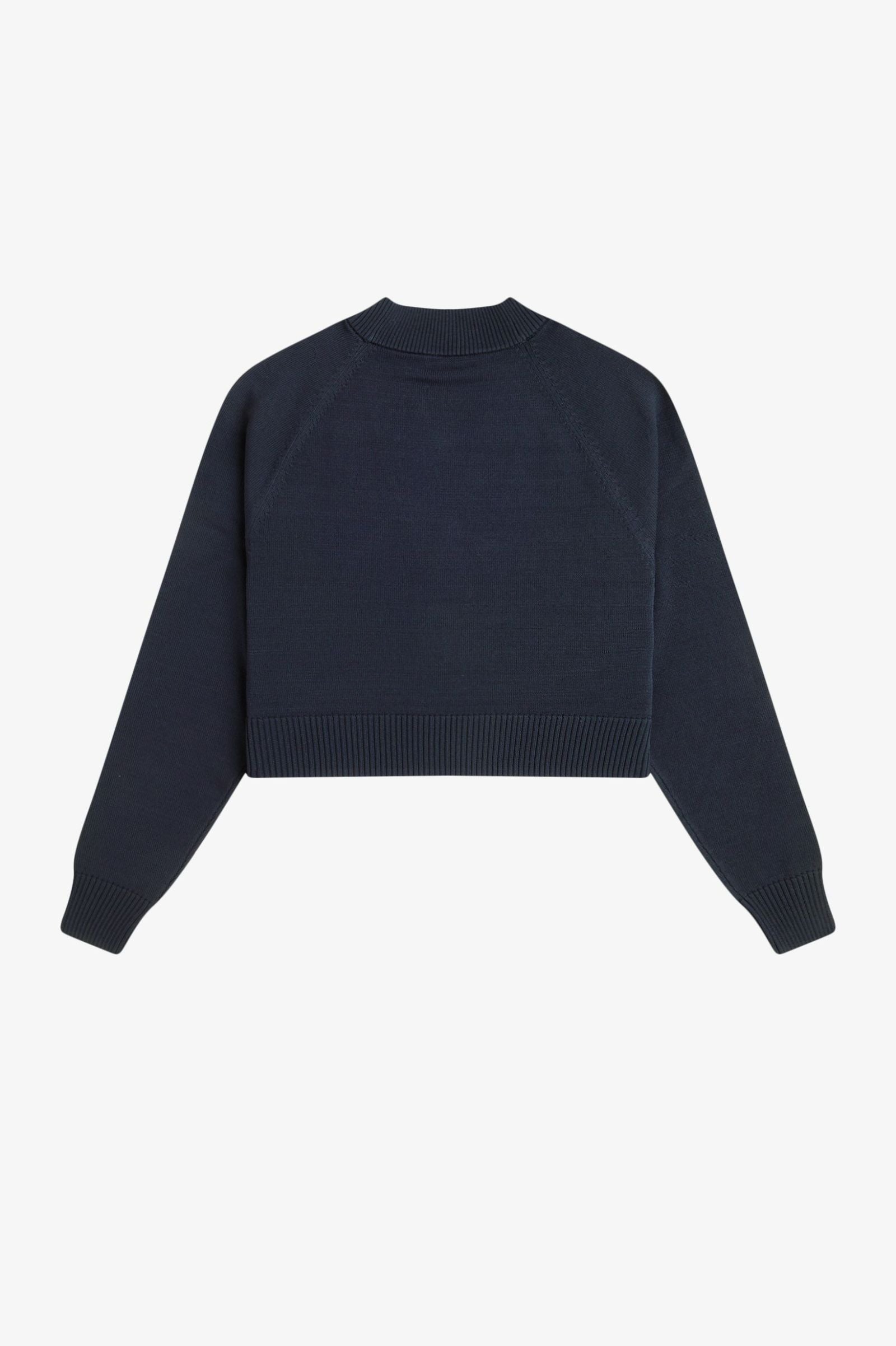Navy blue sweater on a light gray background
