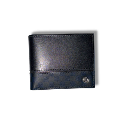 A Fred Perry Checkerboard Billfold wallet with a two-tone design, featuring a main dark color with a lighter checkered pattern and a visible brand emblem.