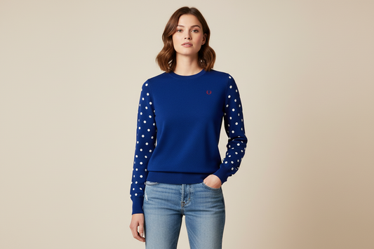 Fred Perry Polka Dot Navy Sweater