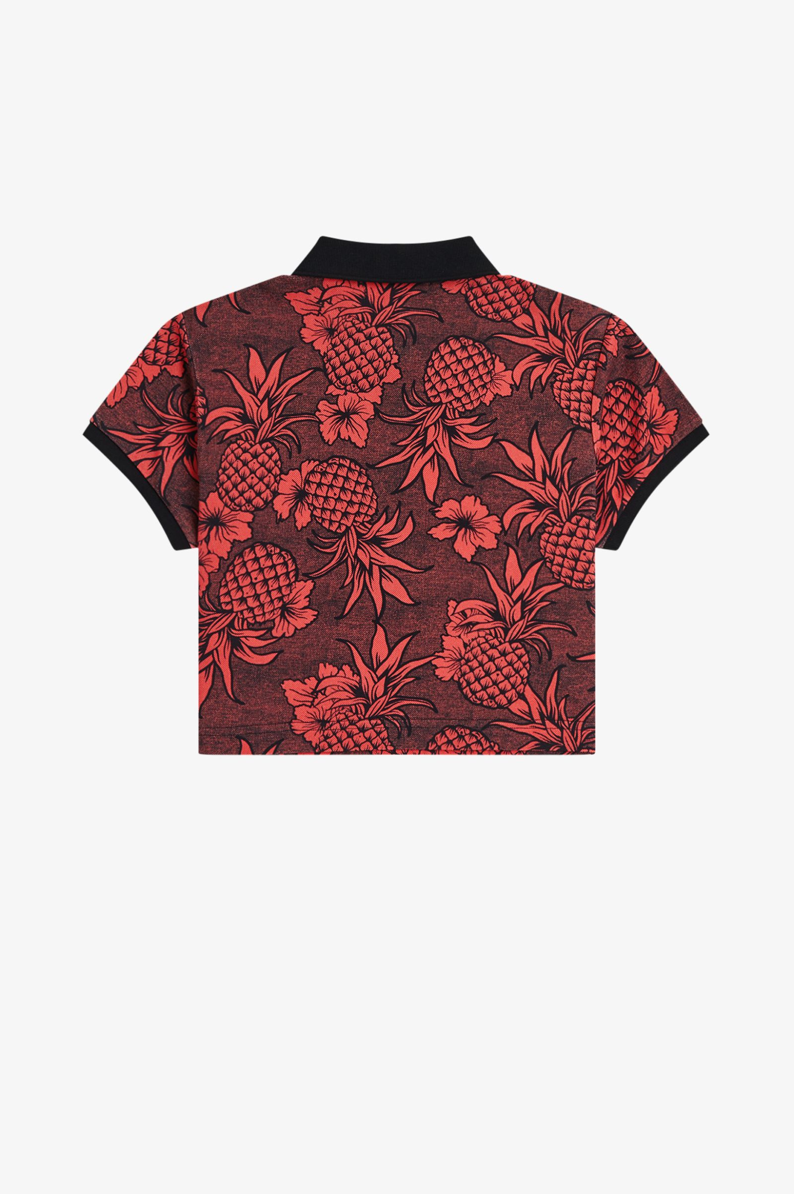 Red floral patterned shirt on a white background