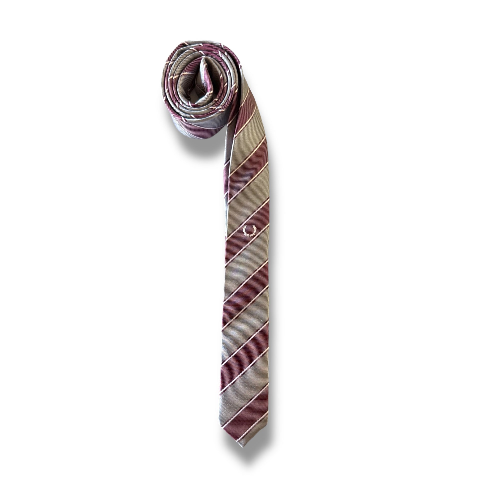 Striped tie with a pattern on a white background