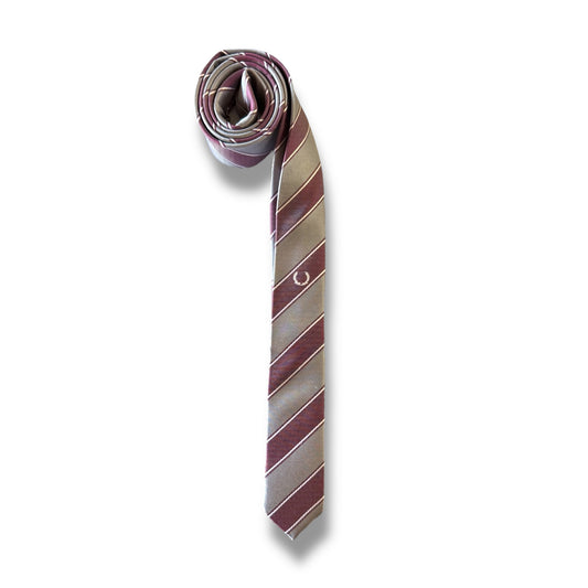 Striped tie with a pattern on a white background