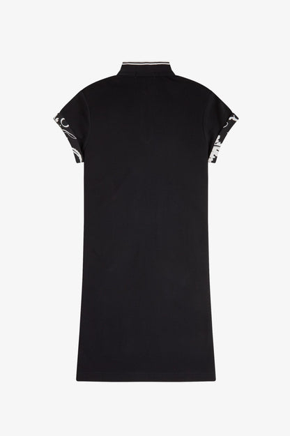 Printed Trim Pique Dress