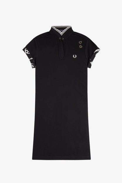 Printed Trim Pique Dress
