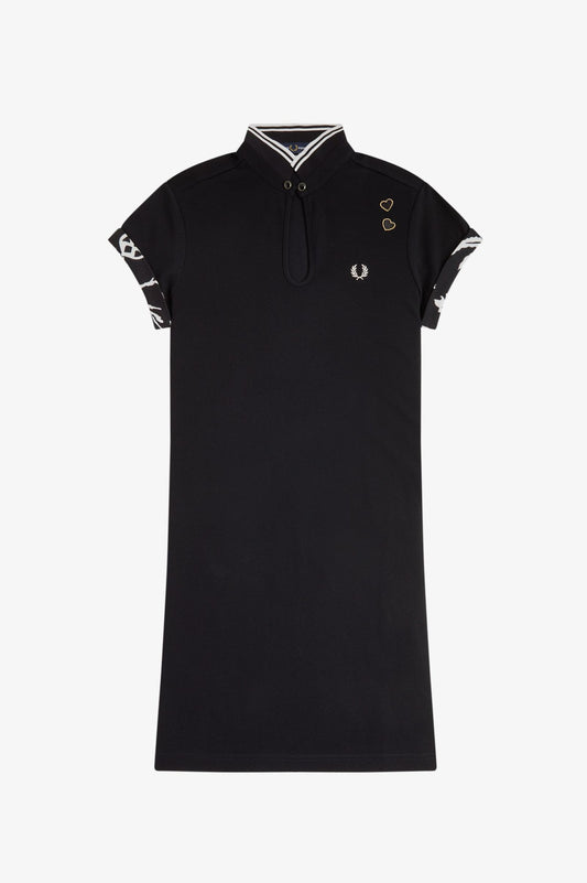 Printed Trim Pique Dress