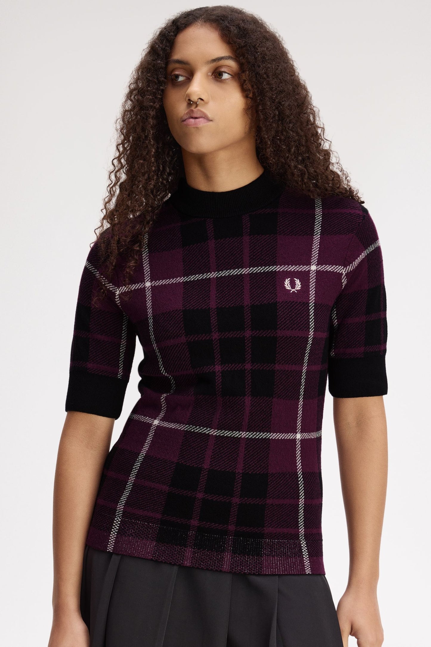 Bouclé Tartan Knitted Shirt