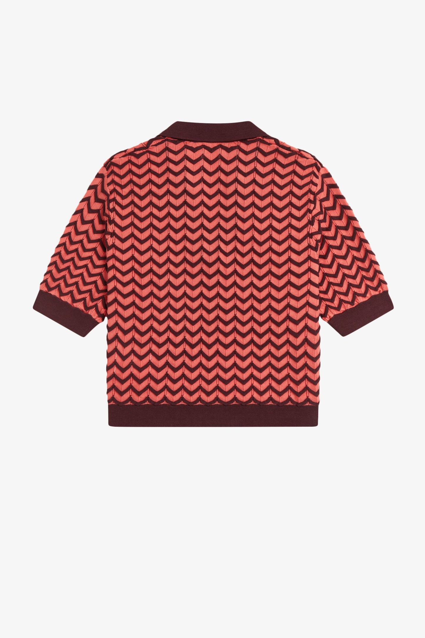 Red and brown patterned shirt on a white background
