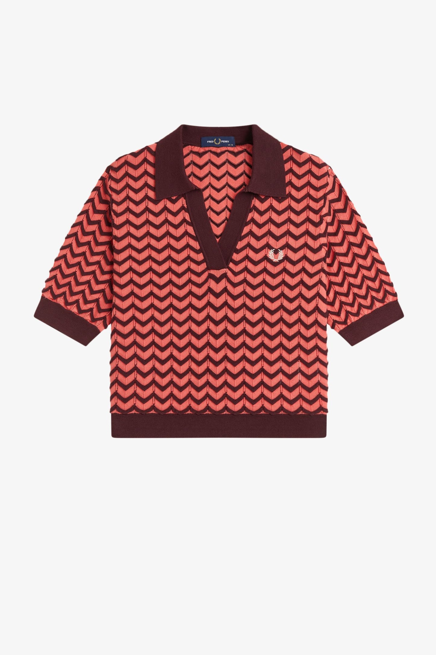 Red and brown patterned shirt on a white background