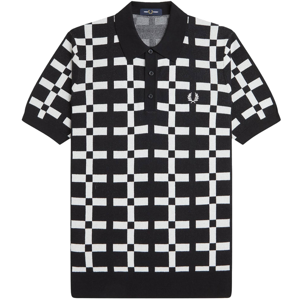 Fred Perry Geometric Jacquard Knit Polo Shirt – Posers Hollywood display picture 1
