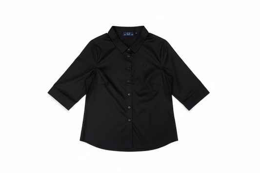 Fred Perry Black 3/4 Sleeve Button Thru Shirt