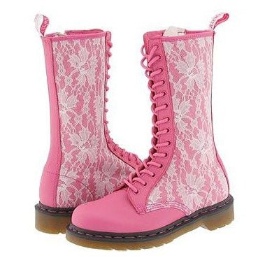 1914 W CANDY PINK+WHITE MODS LACE TALL BOOTS