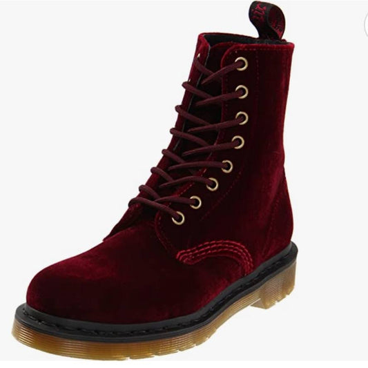 PAGE CHERRY RED VELVET BOOT