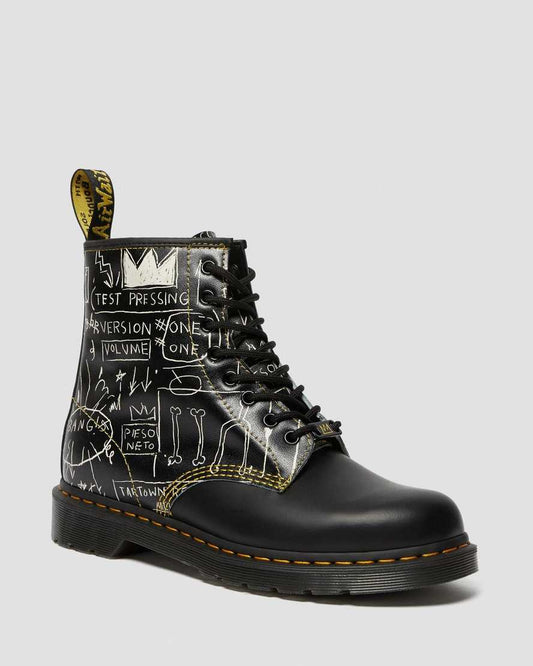 1460 Basquiat Black+White Backhand Straw+Smooth Leather Lace Up Boot