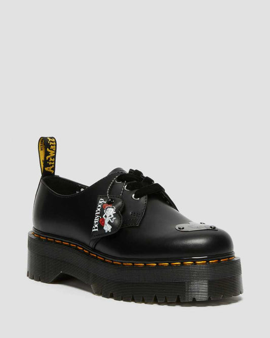 1461 Quad Betty Boop Black Smooth Platform Oxford Shoes