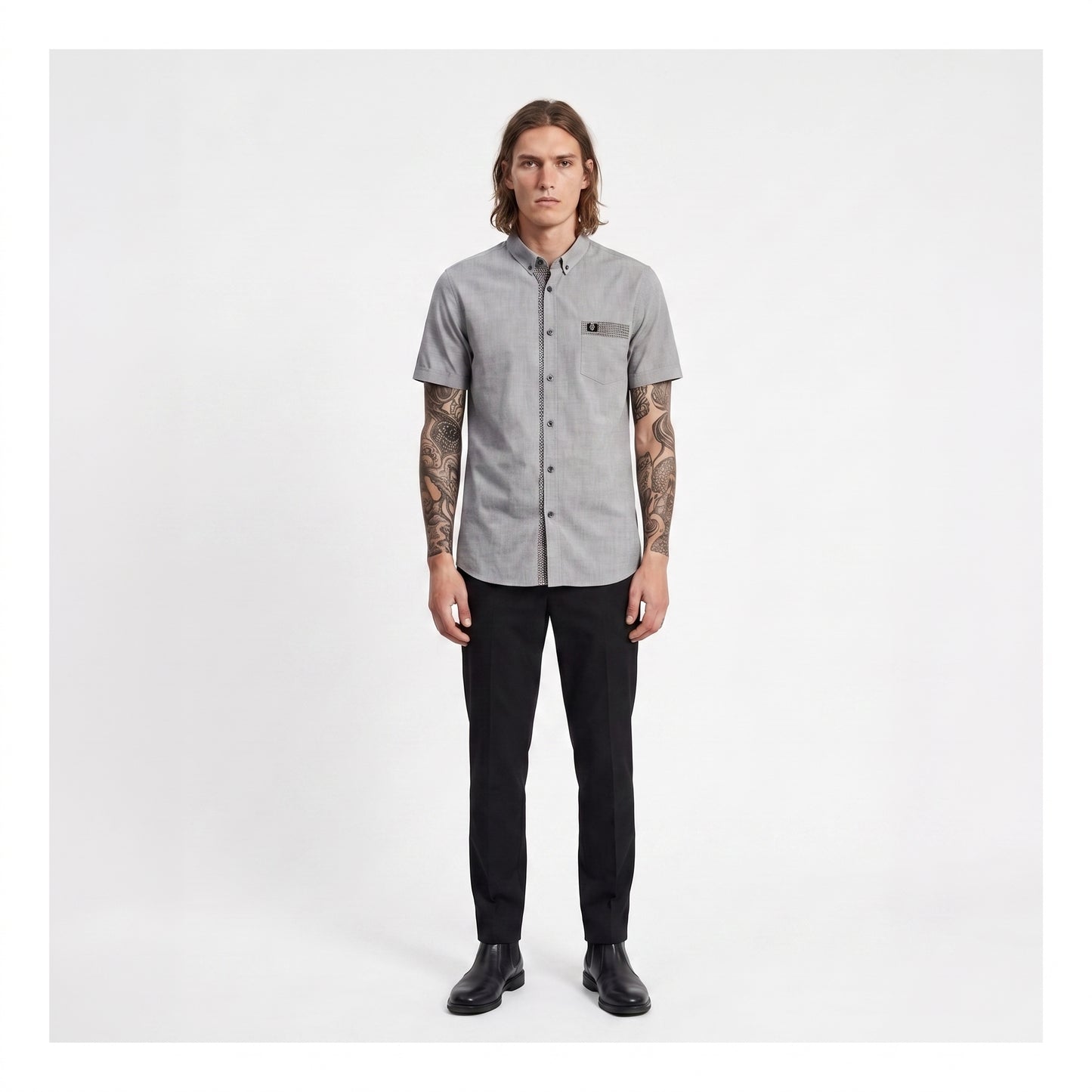 Fred Perry Gingham Trim End on End Shirt