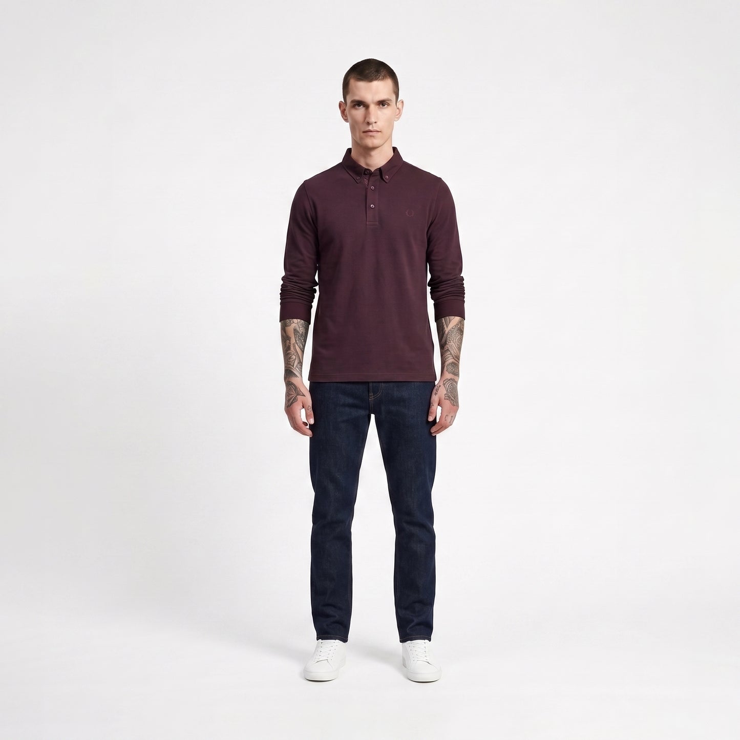 M1363 Long Sleeve Gingham Trim Shirt