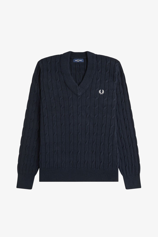 Fred Perry Cable Knit V-Neck Jumper