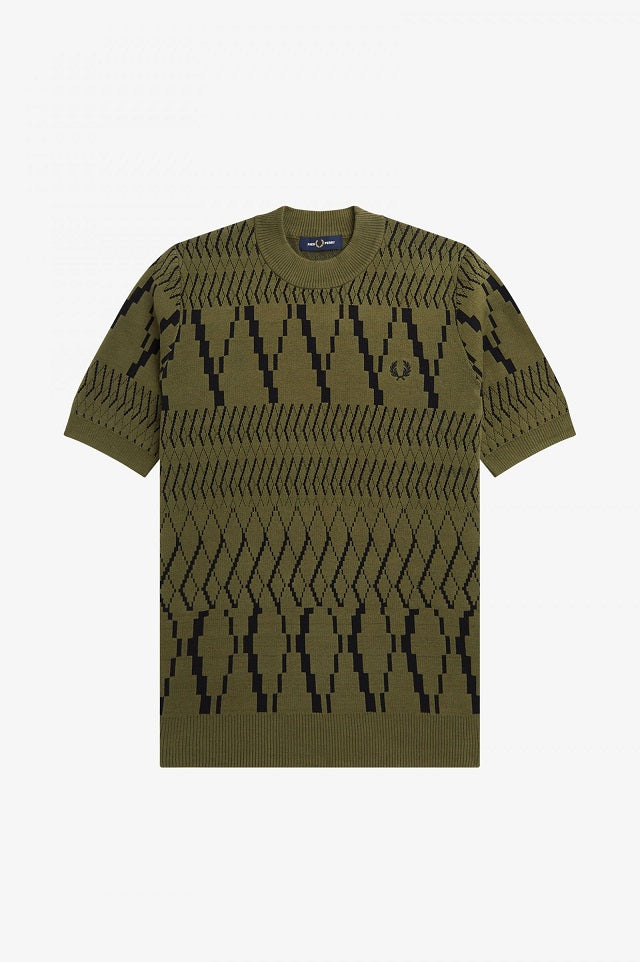 Argyle Panel Knitted T-Shirt