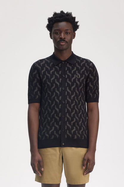 Fred Perry Pointelle Cable Knitted Shirt