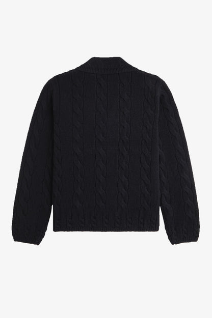 Leather Patch Cable Knit Jumper