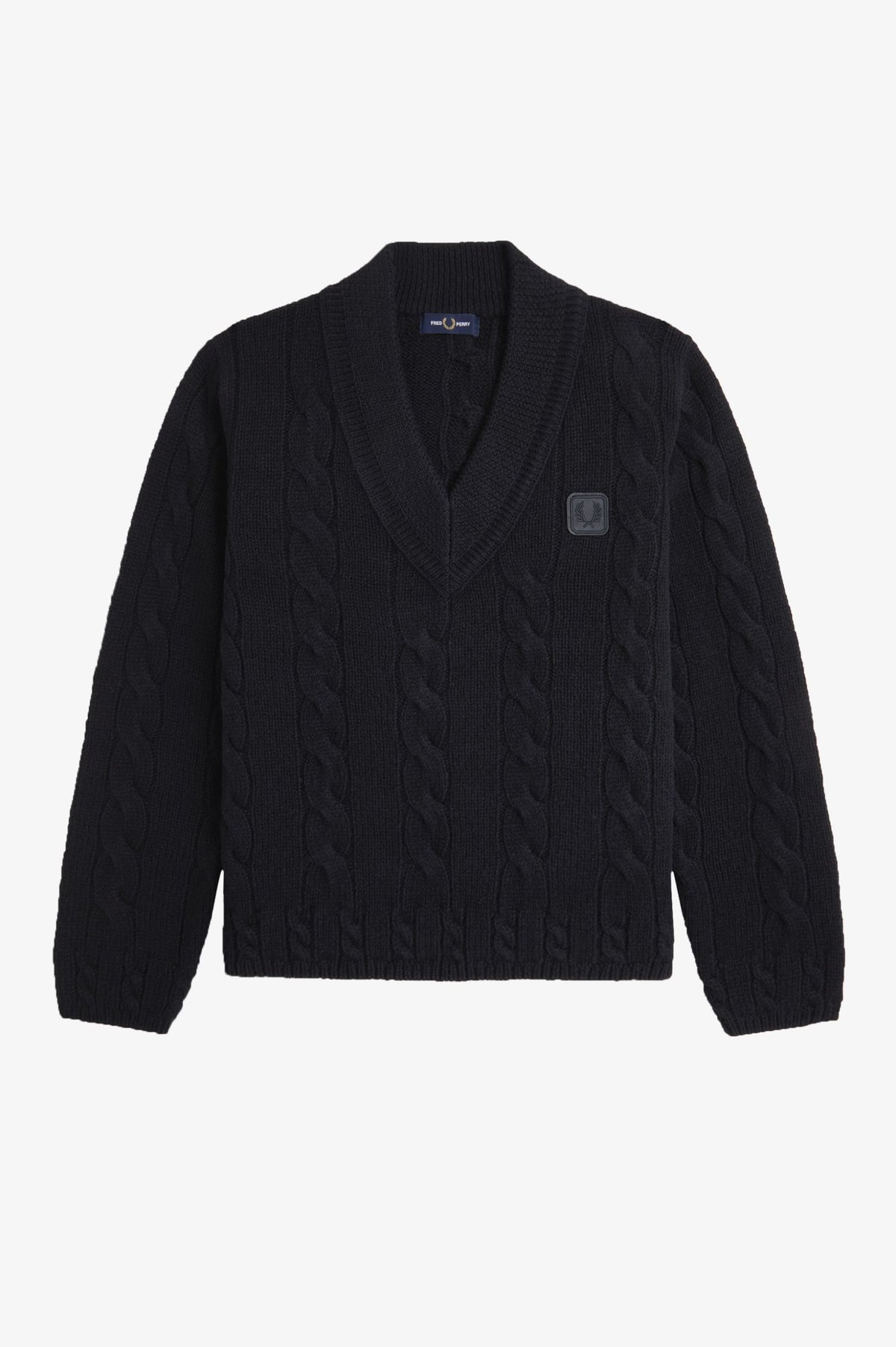 Leather Patch Cable Knit Jumper